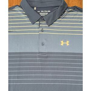 Under Armour Playoff Polo Mens XXL 2XL Blue Pink Stripe Golf Performance Stretch